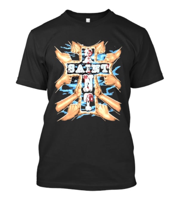 Saint Hands Framing Religious Streetwear Iconography T-Shirt