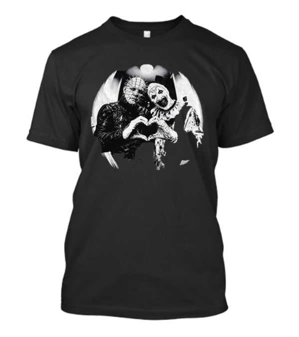 Terrifier Clown Heart Gesture With Pinhead T-Shirt