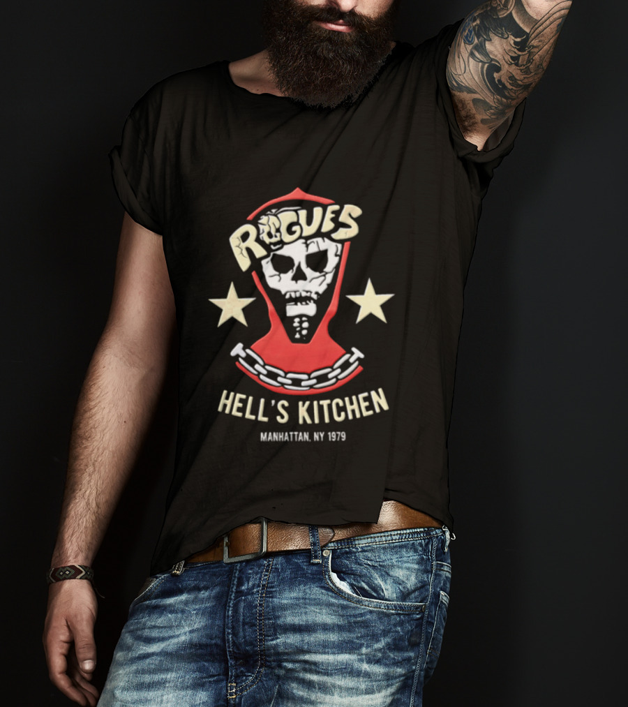 Rogues Skull Hood Chain Stars Hell's Kitchen Manhattan NY 1979 T-Shirt