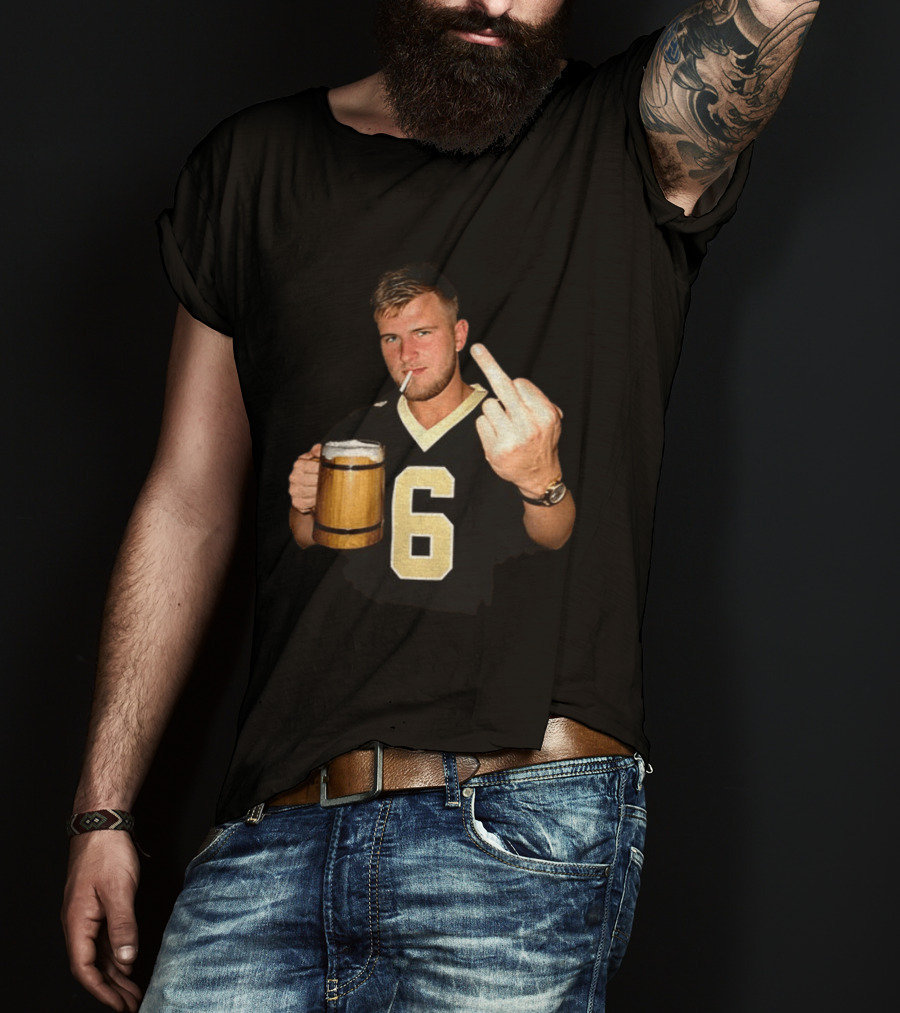 Tyler Shough Number 6 New Orleans Saints Middle Finger Gesture T-Shirt