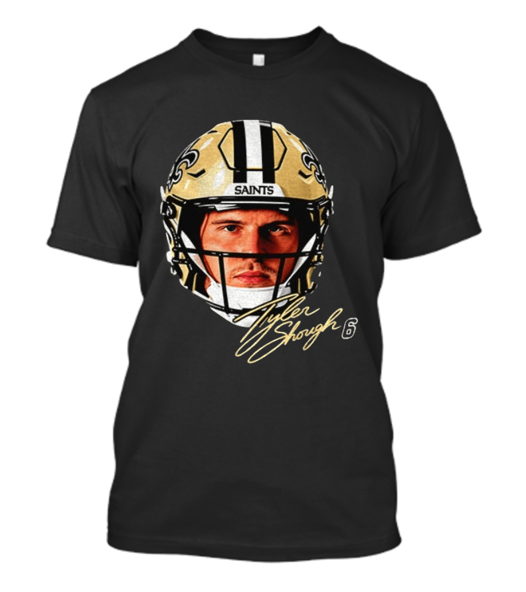 Tyler Shough New Orleans Saints Football Helmet Big Face 6 T-Shirt