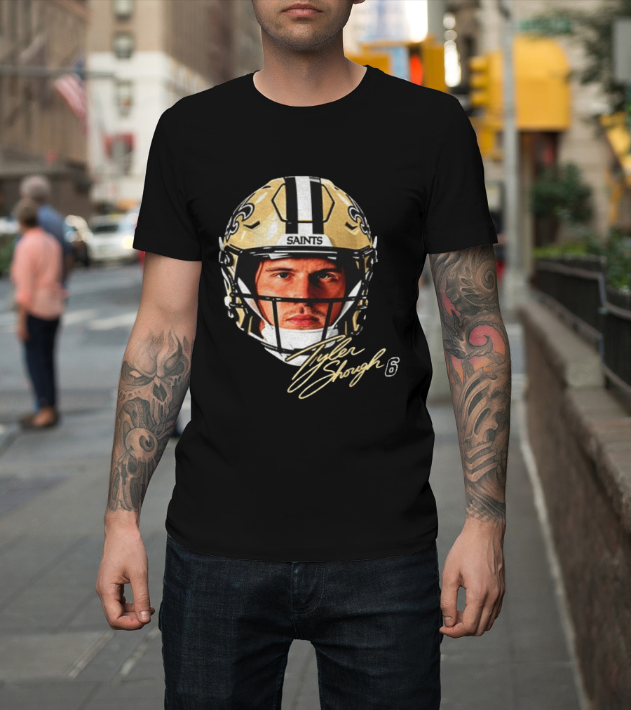 Tyler Shough New Orleans Saints Football Helmet Big Face 6 T-Shirt