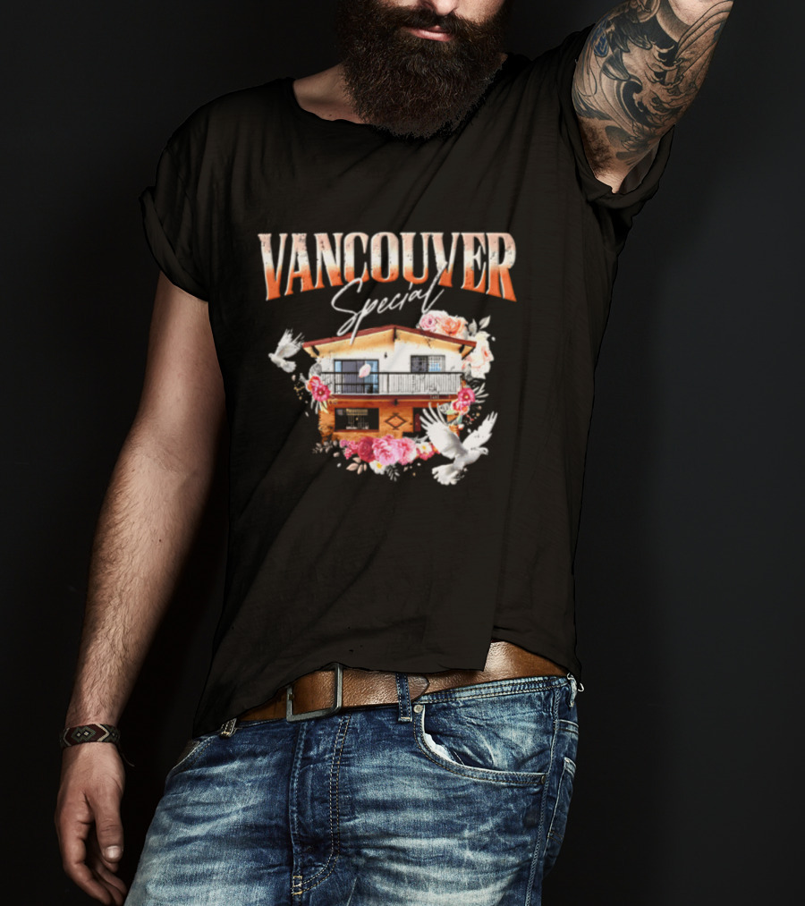 Vancouver Special House Flowers Doves T-Shirt