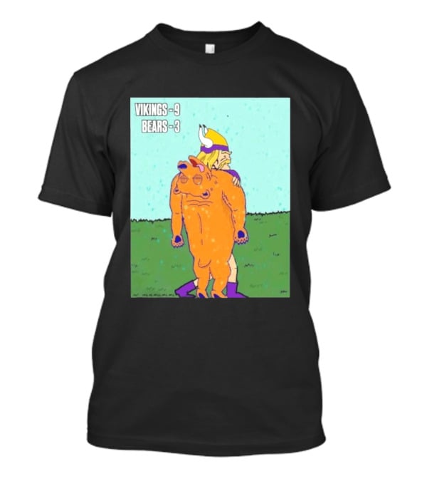 Vikings 9 Bears 3 Cartoon Sports Rivalry Image T-Shirt