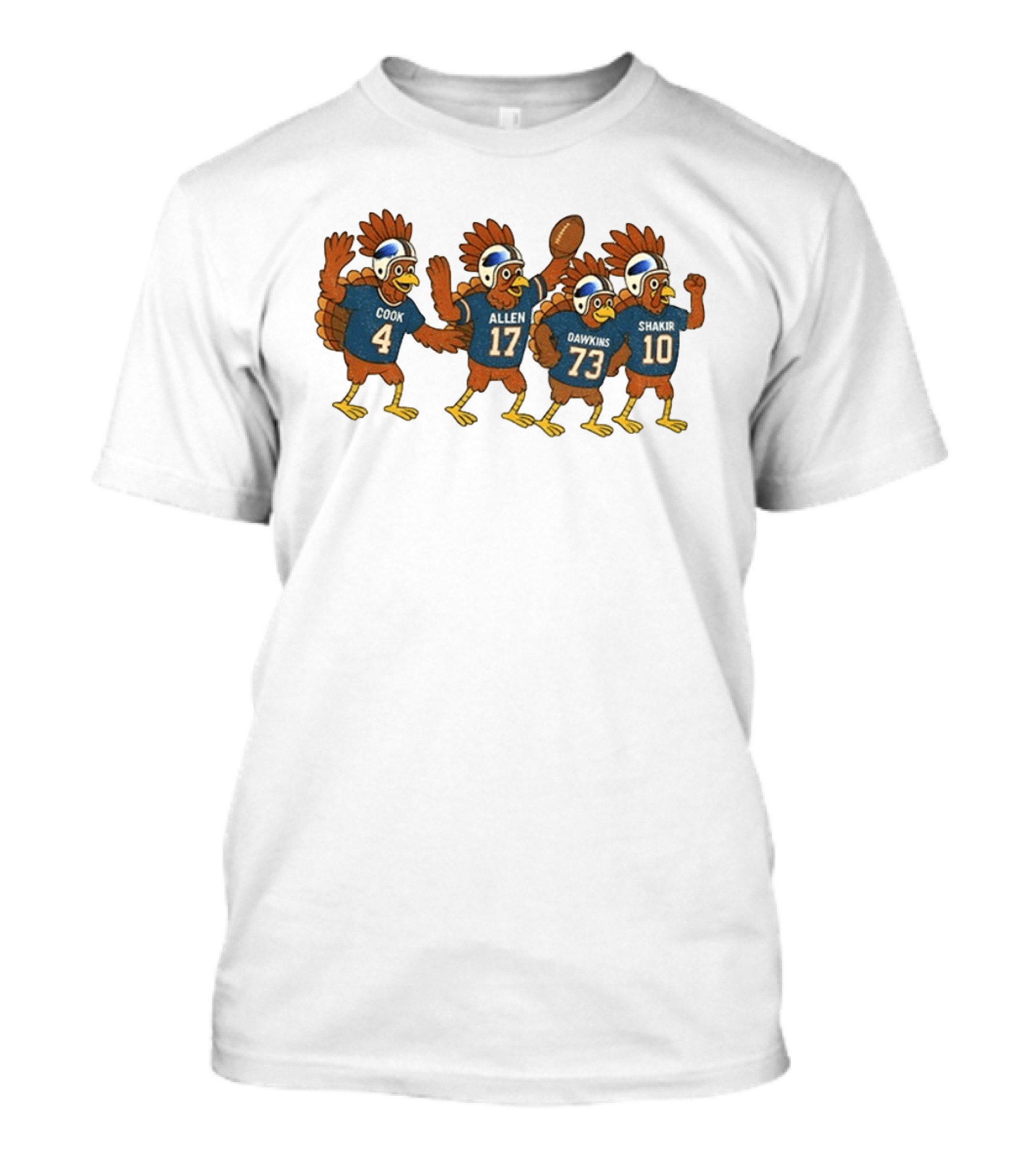 Buffalo Football Thanksgiving Turkeys Cook Allen Dawkins Shakir T-Shirt