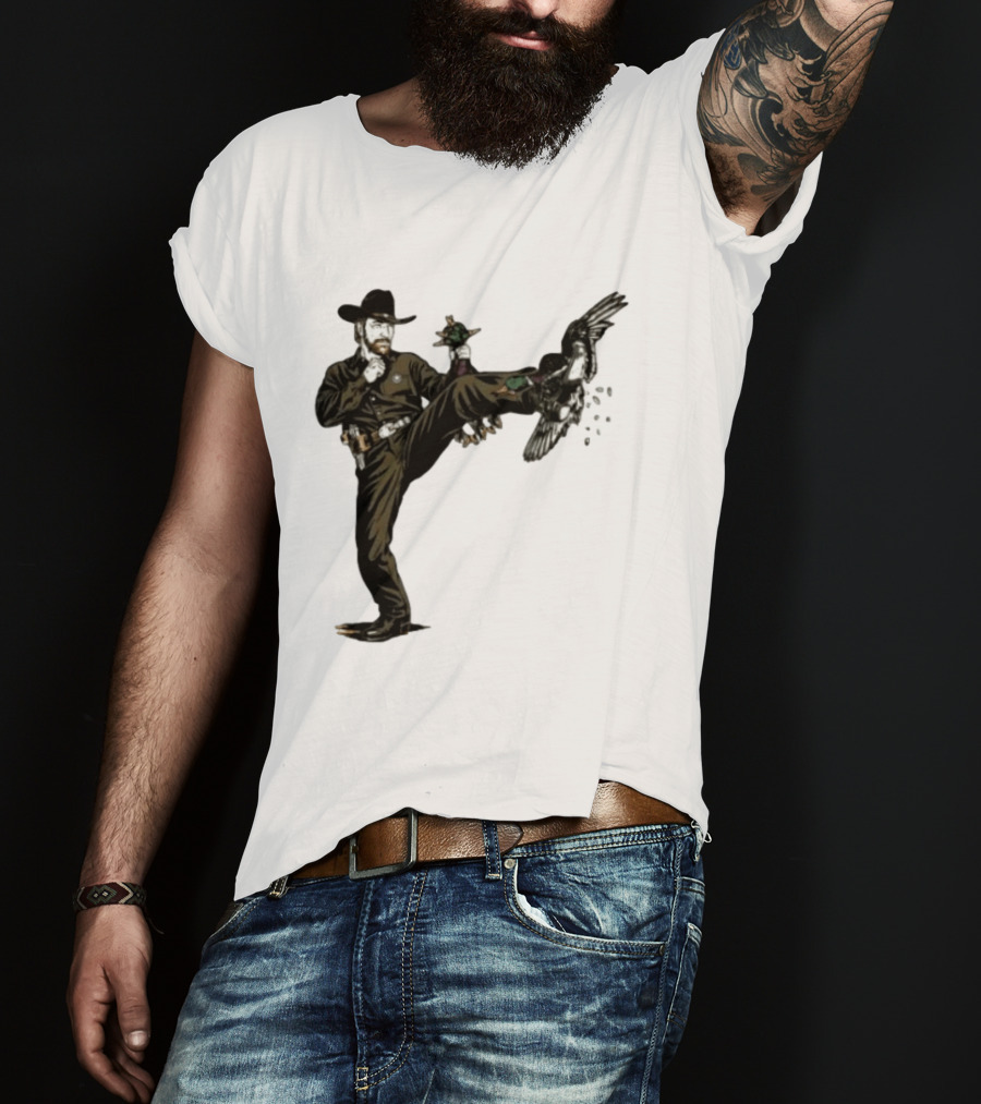 Chuck Norris Roundhouse Kick Duck Hunting Action T-Shirt