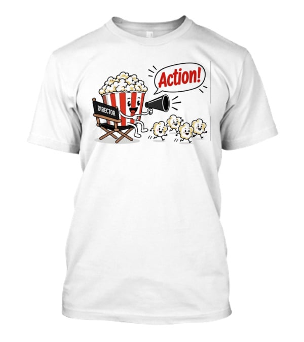 Director Popcorn Calling Action Movie Night Chair Megaphone T-Shirt