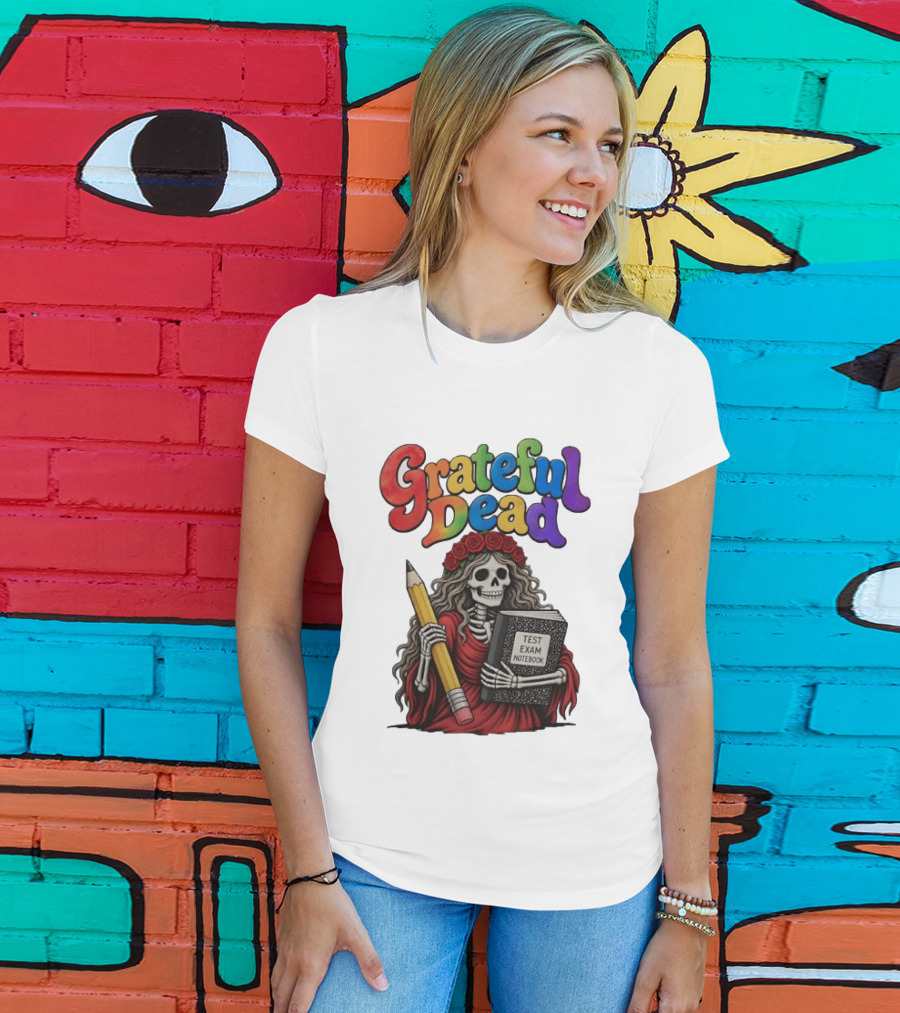 Grateful Dead Skeleton Test Exam Notebook With Pencil T-Shirt