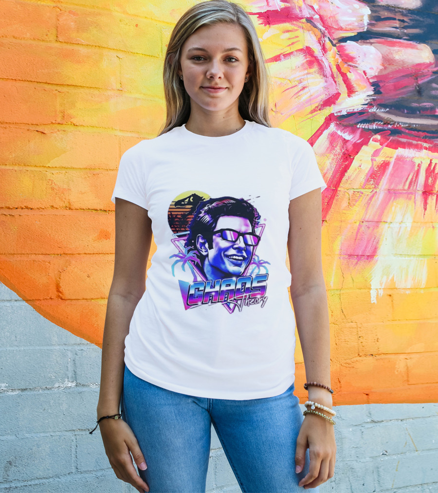 Jurassic Park Jeff Goldblum Chaos Theory Retro Neon T-Shirt