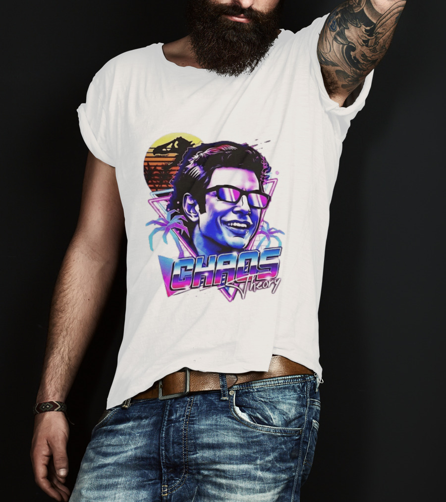 Jurassic Park Jeff Goldblum Chaos Theory Retro Neon T-Shirt