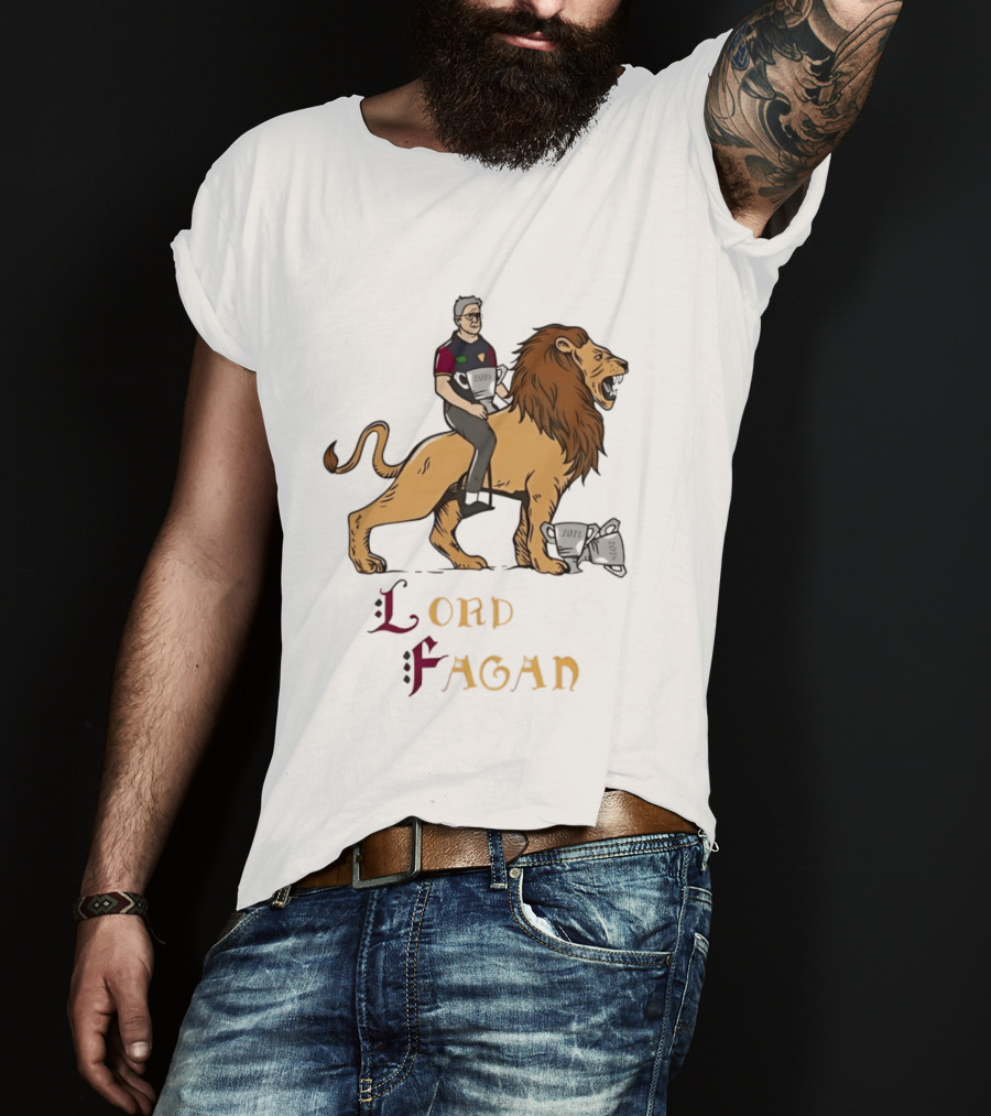 Lord Fagan Brisbane Lions 2024 Premiership Trophy Holder Riding Lion T-Shirt