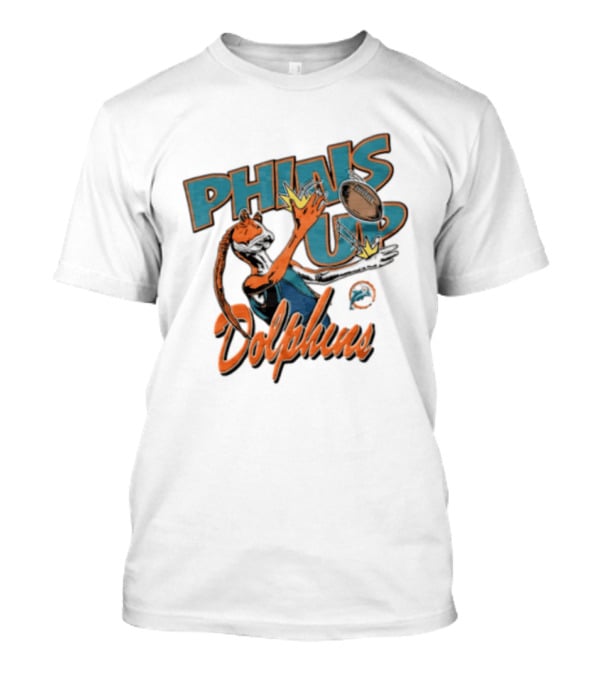 Phins Up Dolphins Jar Jar Binks Catching Football Miami Sports Fan T-Shirt