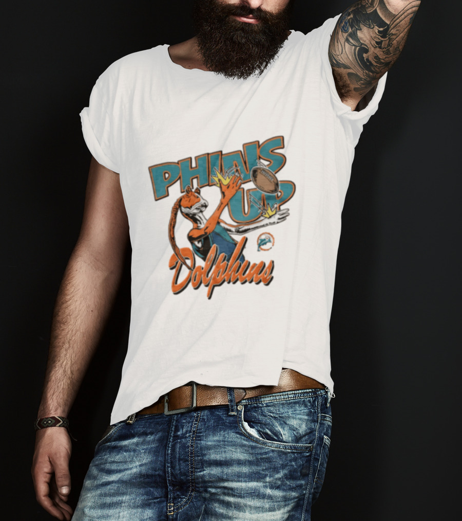 Phins Up Dolphins Jar Jar Binks Catching Football Miami Sports Fan T-Shirt