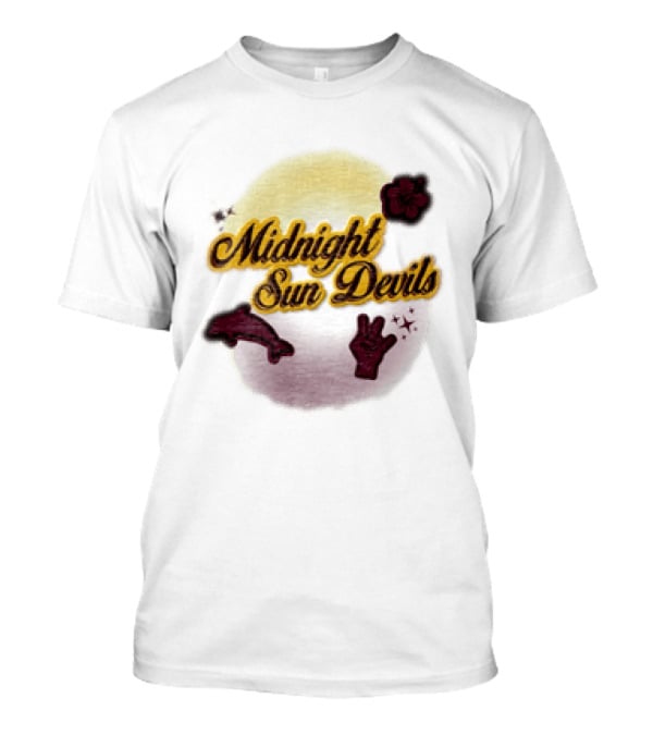 Midnight Sun Devils Hibiscus Flower Dolphin And Peace Sign T-Shirt