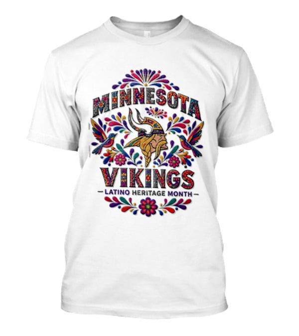 Minnesota Vikings Latino Heritage Month Viking Floral Hummingbird T-Shirt