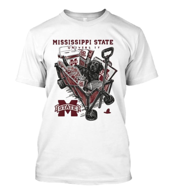 Mississippi State University Go Dawgs Tailgate Wagon With Dog And Drinks T-Shirt
