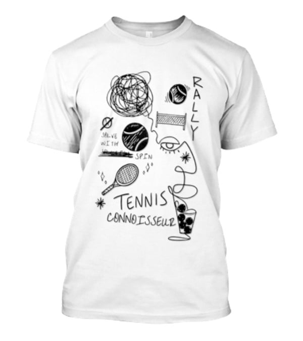 Rally Solve With Spin Tennis Connoisseur Racket Balls Net Face T-Shirt