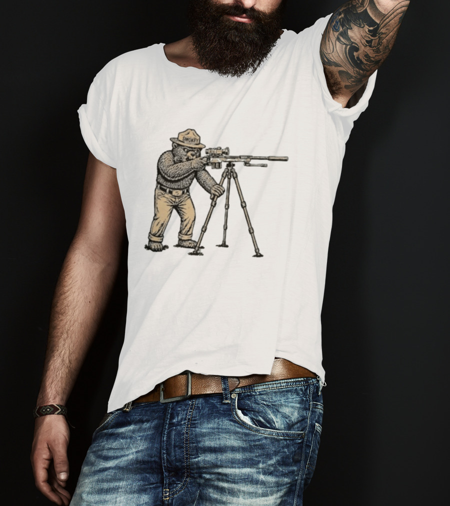 Smokey Bear Sniper Forest Ranger With Rifle T-Shirt
