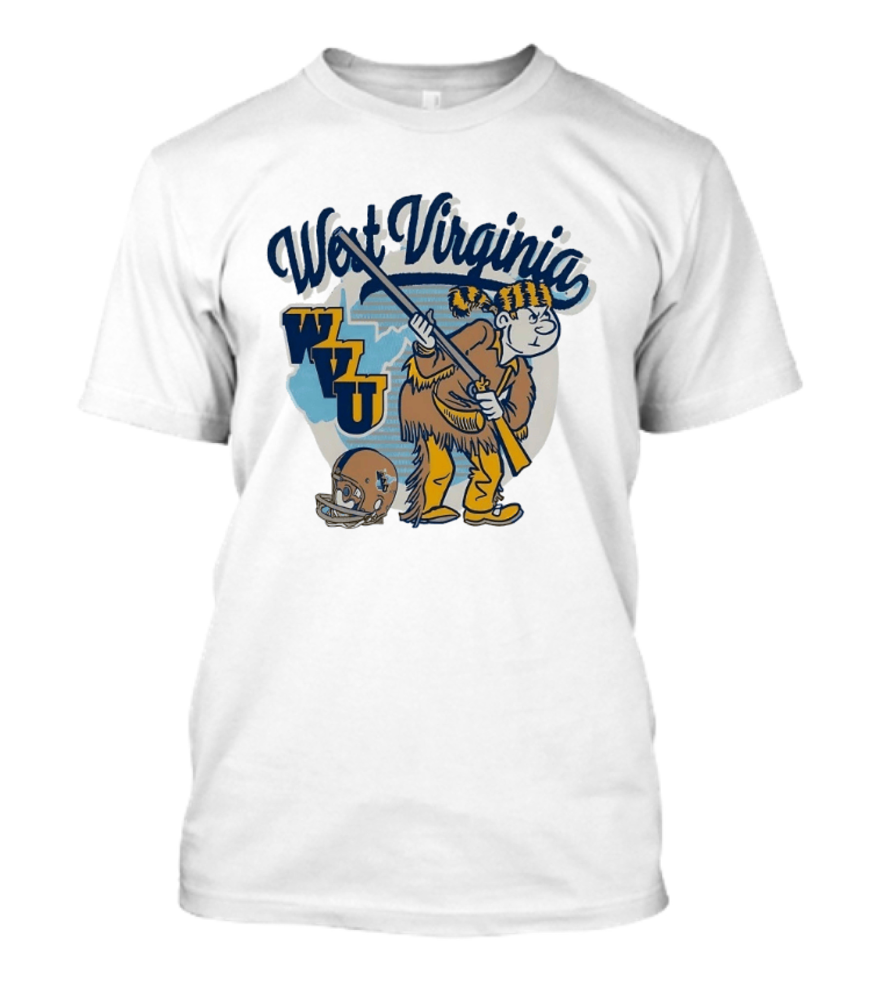 West Virginia Mountaineers WVU Mascot With Rifle And Helmet T-Shirt