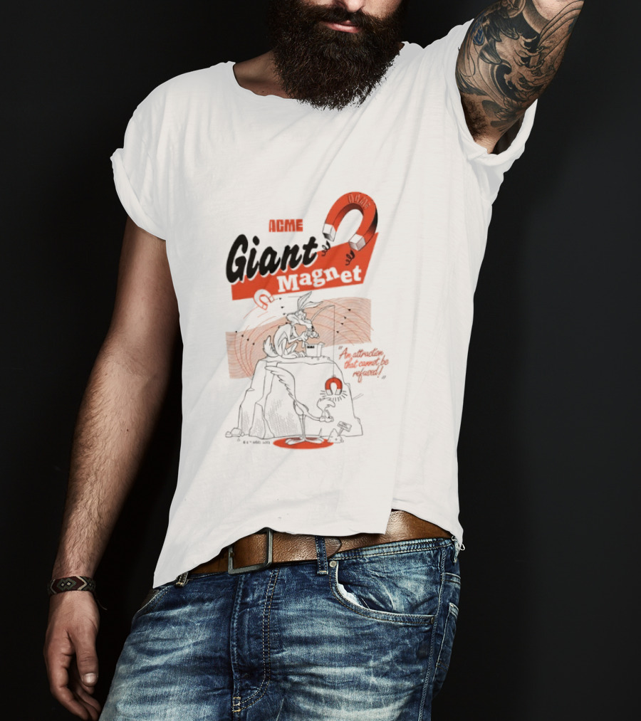 ACME Giant Magnet Wile E Coyote Road Runner Stimulation Speed T-Shirt