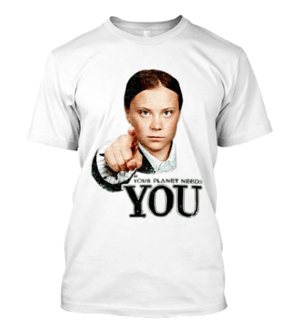 Your Planet Needs You Girl Pointing Iconic Call To Action T-Shirt