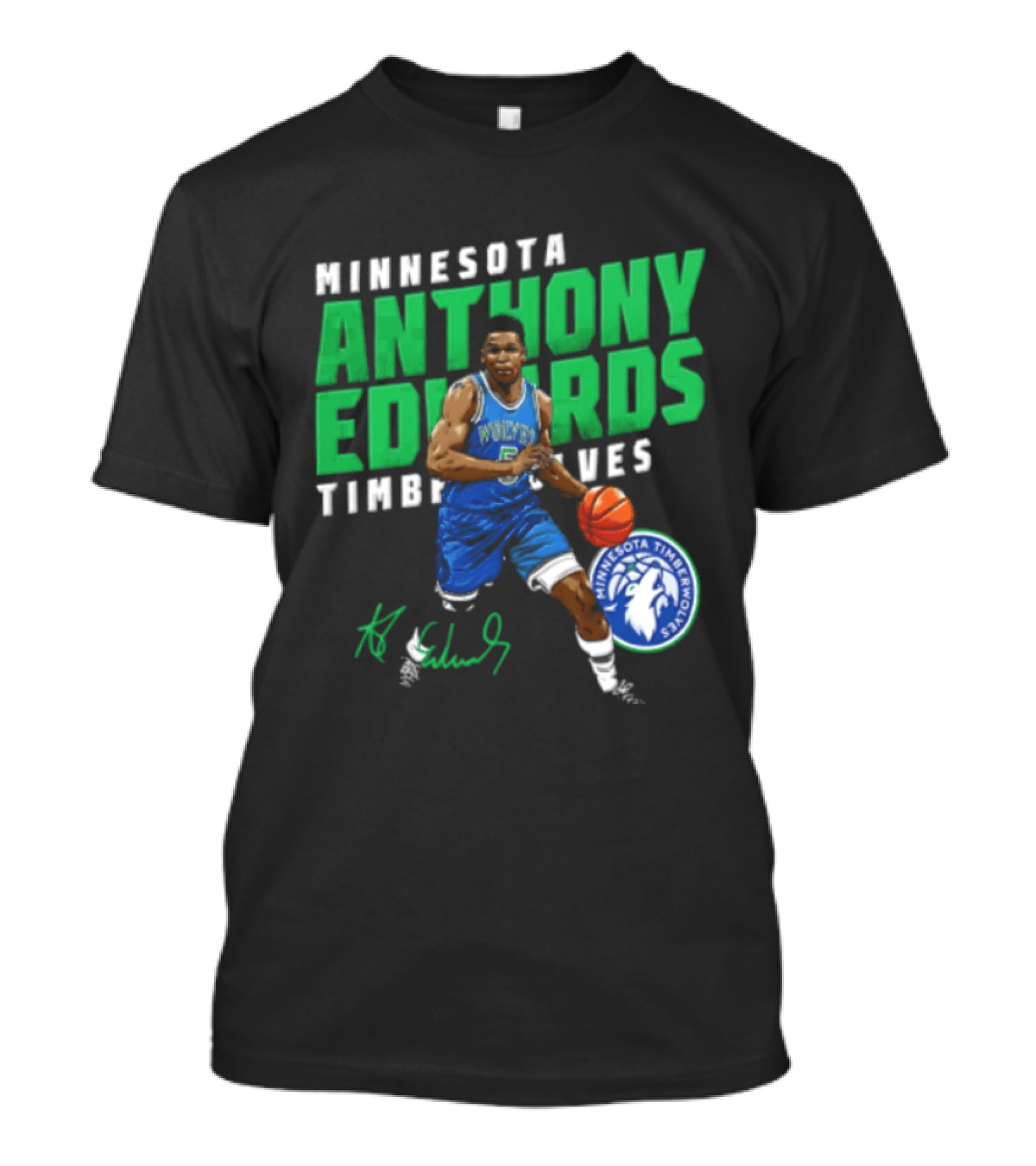 Anthony Edwards Minnesota Timberwolves NBA 5 Basketball Player Dribbling Ball T-Shirt