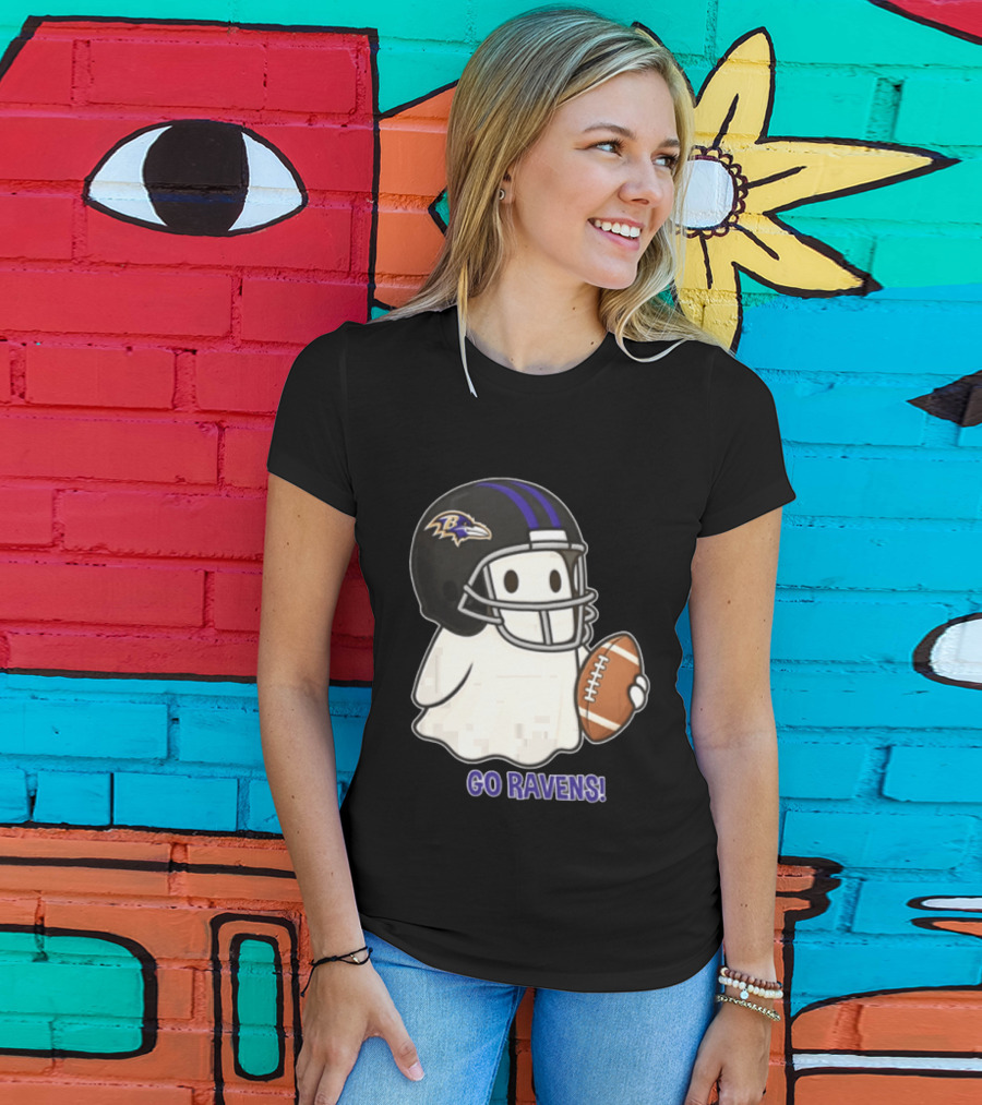 Baltimore Ravens Ghost In Football Helmet Go Ravens Football T-Shirt