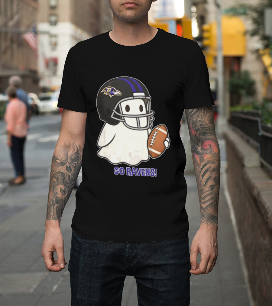 Baltimore Ravens Ghost In Football Helmet Go Ravens Football T-Shirt