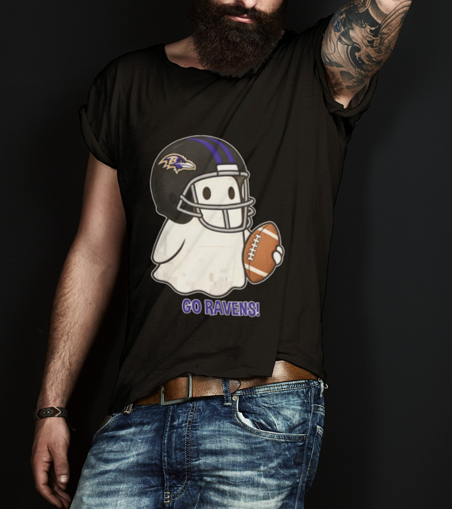 Baltimore Ravens Ghost In Football Helmet Go Ravens Football T-Shirt