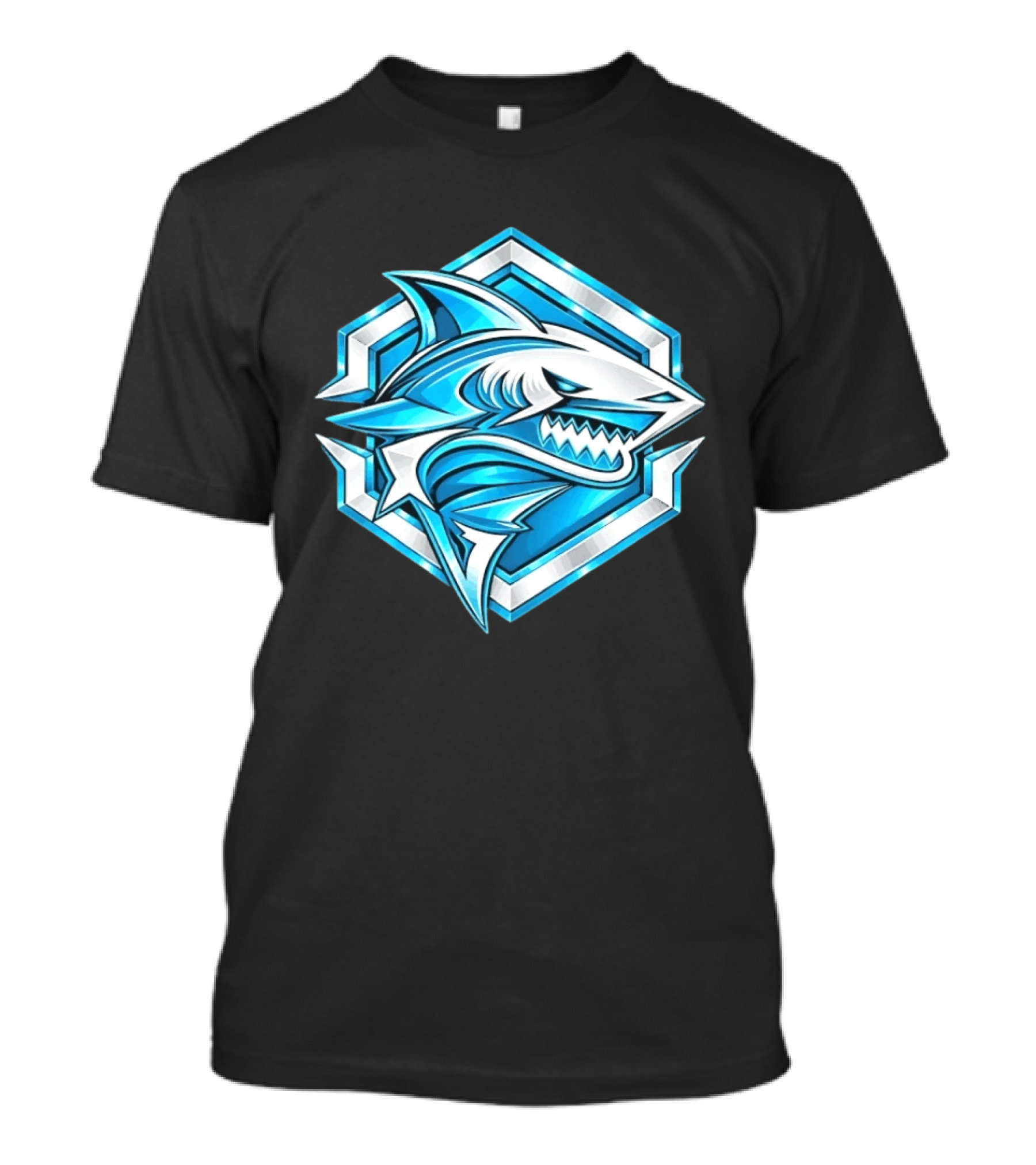 Blue Shark Hexagon Esports Gaming Shark T-Shirt