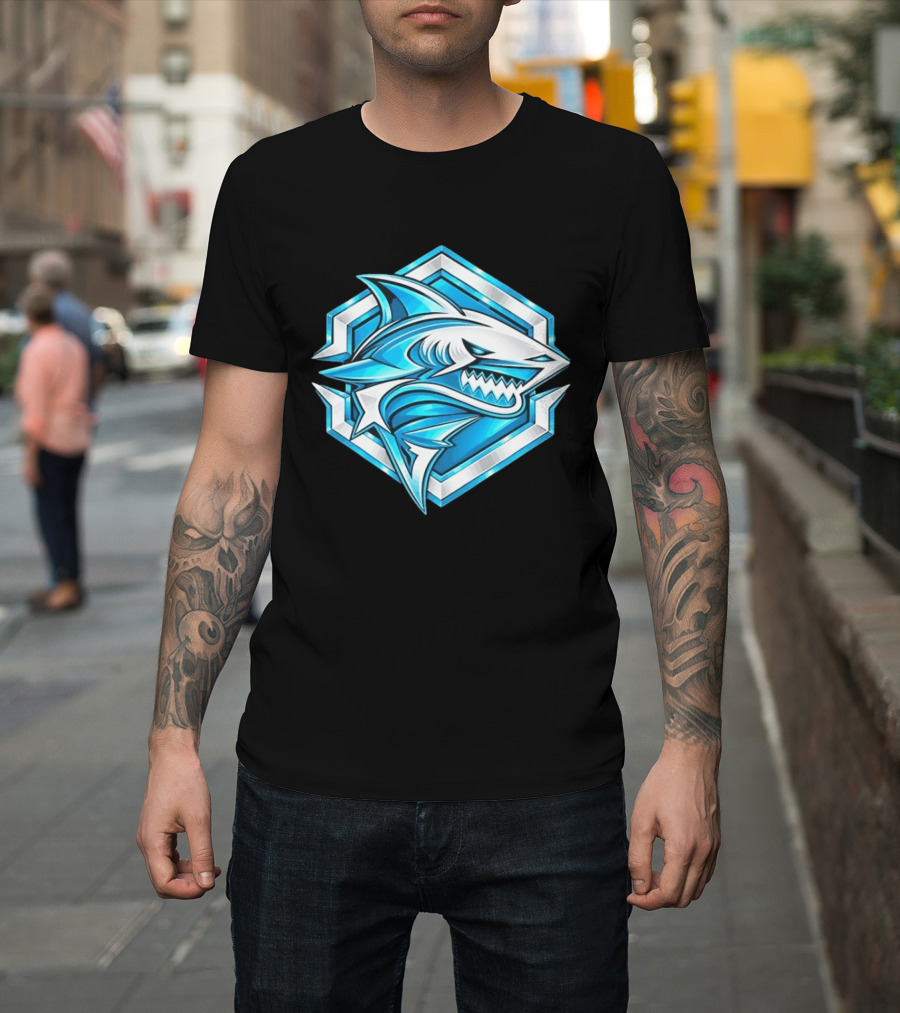 Blue Shark Hexagon Esports Gaming Shark T-Shirt
