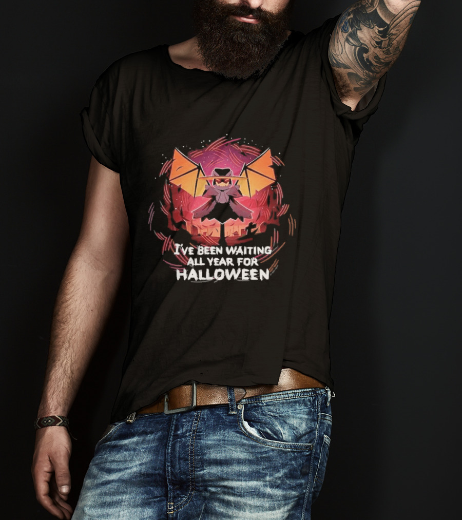 I've Been Waiting All Year For Halloween Pumpkin Bat T-Shirt