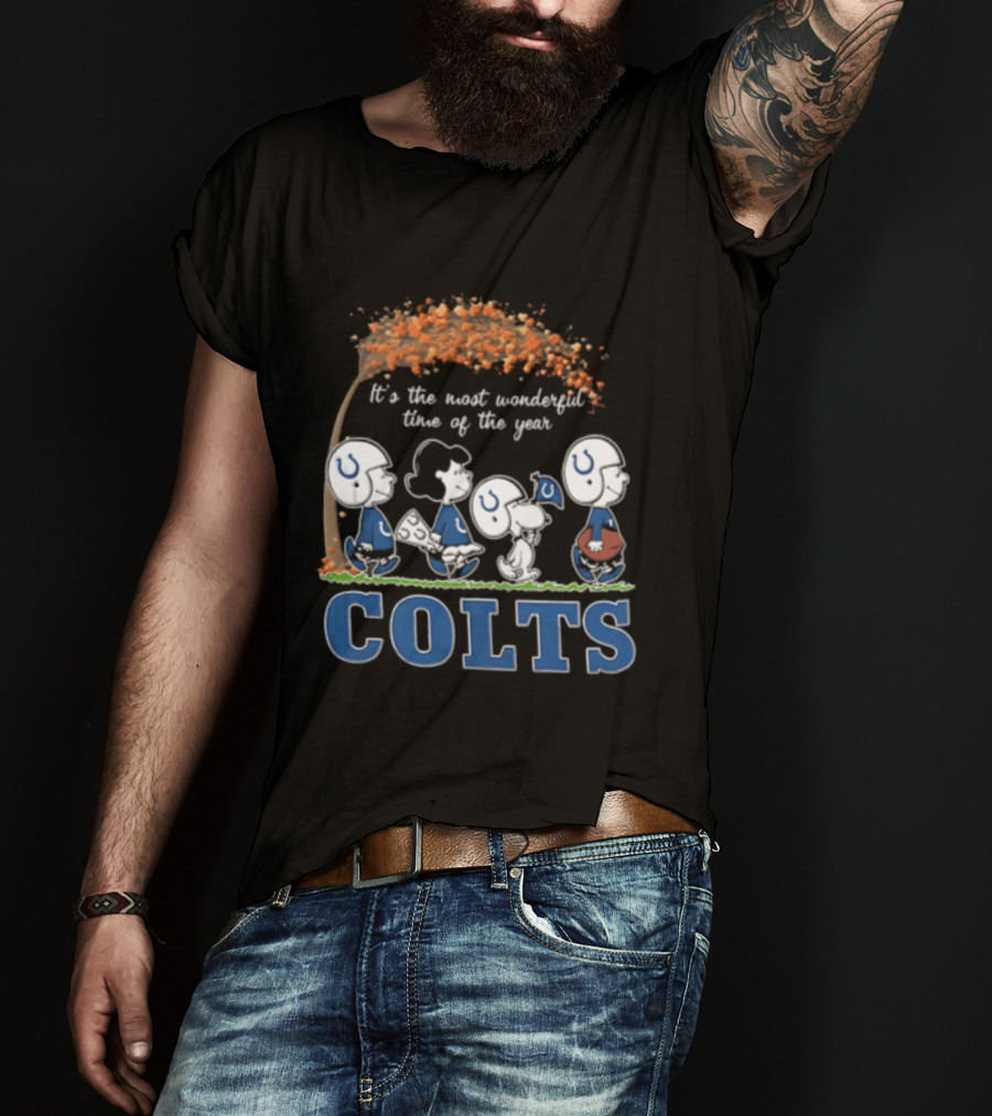 Charlie Brown Snoopy Colts Football It's The Most Wonderful Time Of The Year T-Shirt