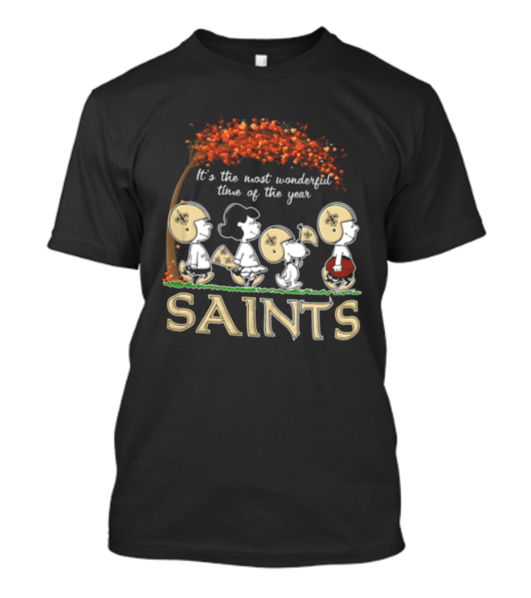 New Orleans Saints Charlie Brown Snoopy It's The Most Wonderful Time Of The Year T-Shirt