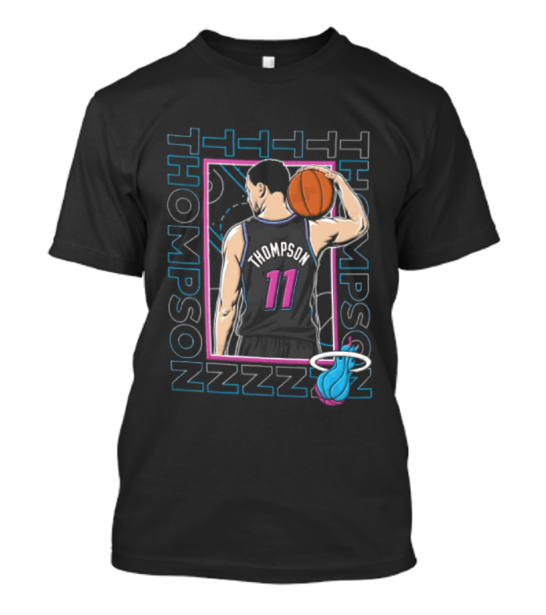 Thompson 11 Miami Heat Basketball Player Holding Ball NBA T-Shirt