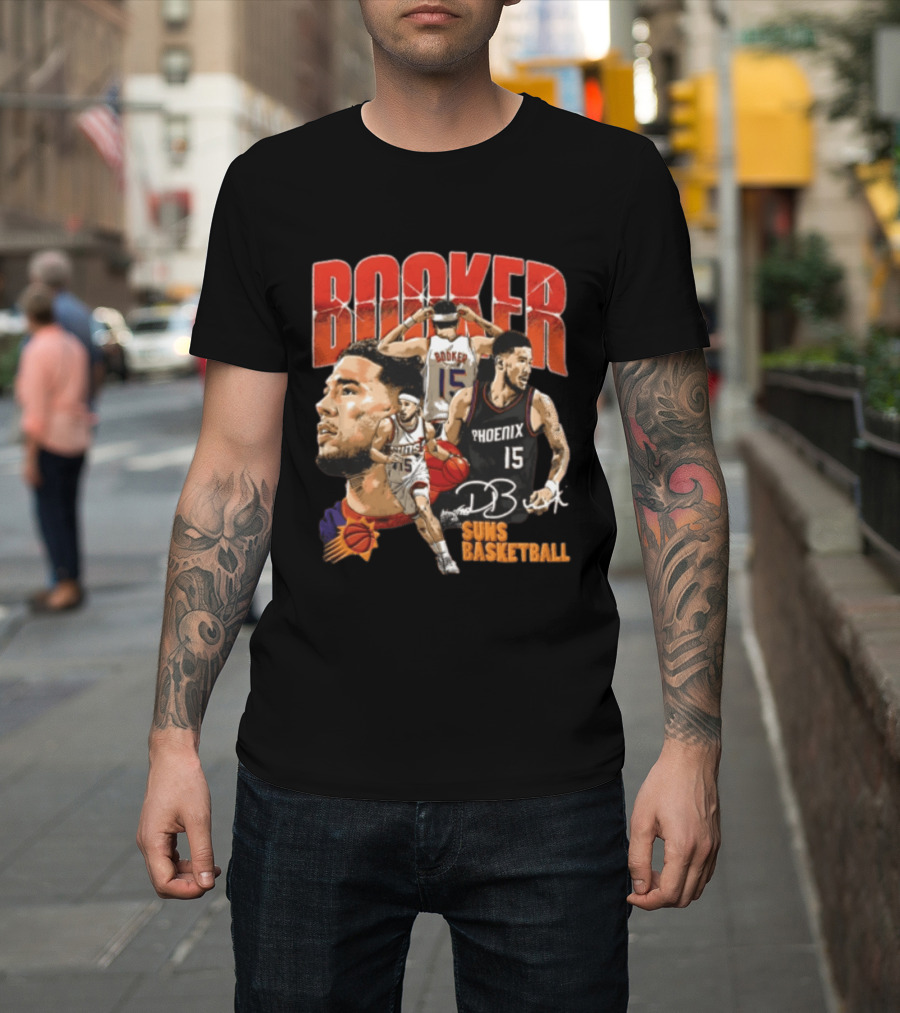 Devin Booker Phoenix Suns Basketball Player Action 15 Suns NBA Basketball T-Shirt
