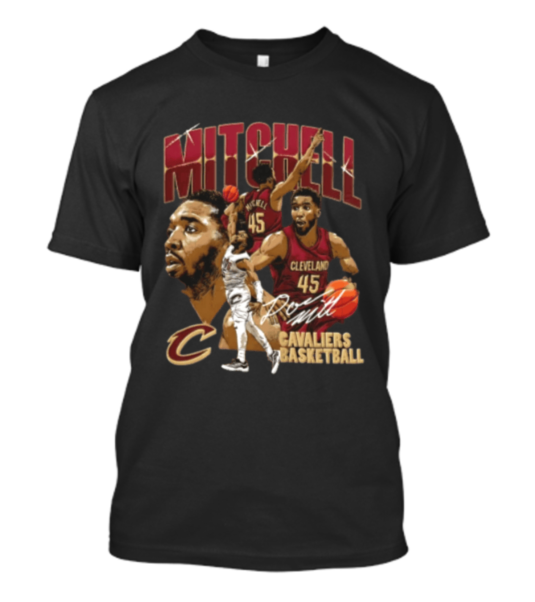 Donovan Mitchell Cleveland Cavaliers Basketball 45 Player Action Poses T-Shirt