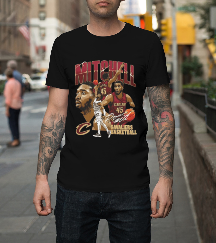 Donovan Mitchell Cleveland Cavaliers Basketball 45 Player Action Poses T-Shirt