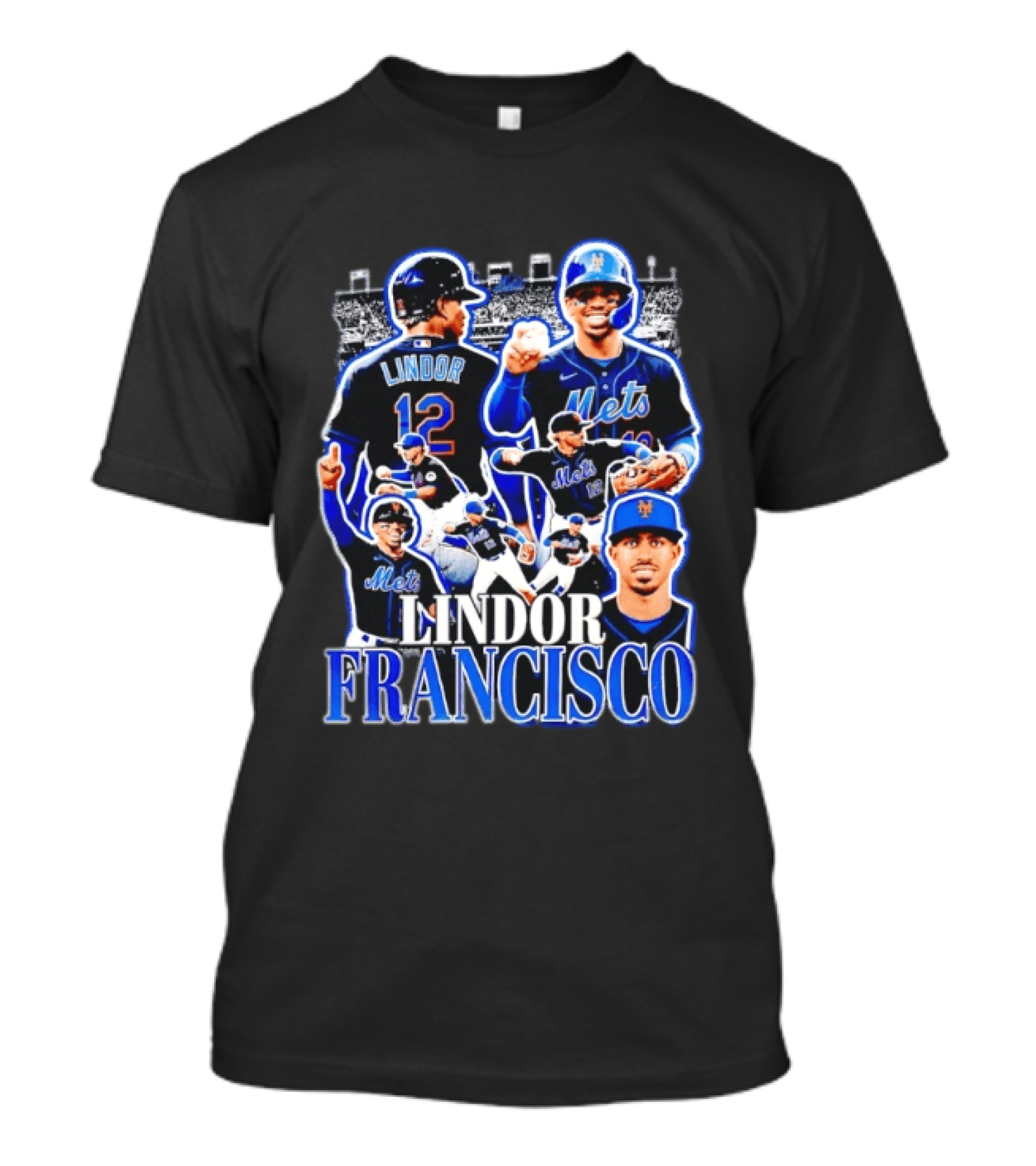 Francisco Lindor Mets 12 MLB Baseball Player Collage T-Shirt