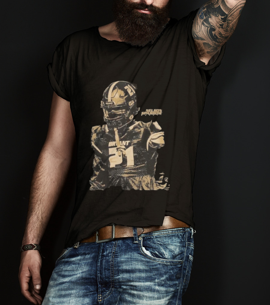 Bryant Bulldogs Nelson Sparrow No 21 Safety Distressed Football T-Shirt
