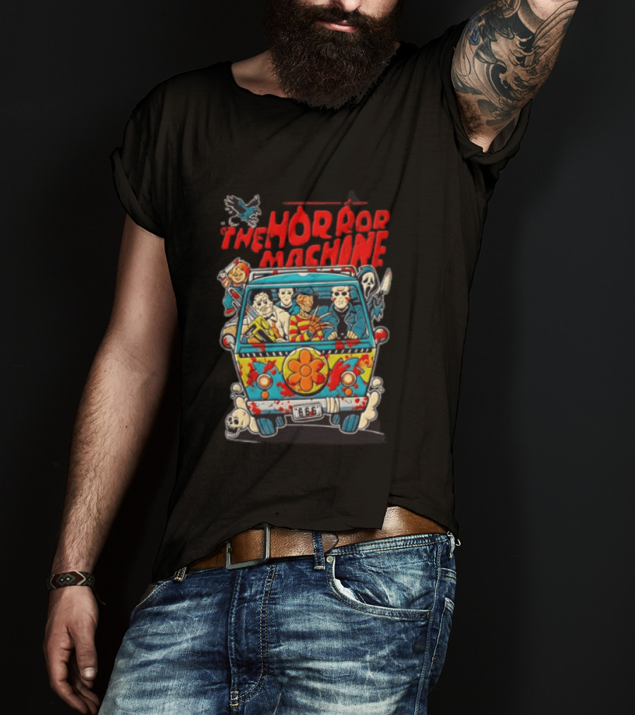 The Horror Machine Halloween Movie Icons Spooky Van Adventure T-Shirt