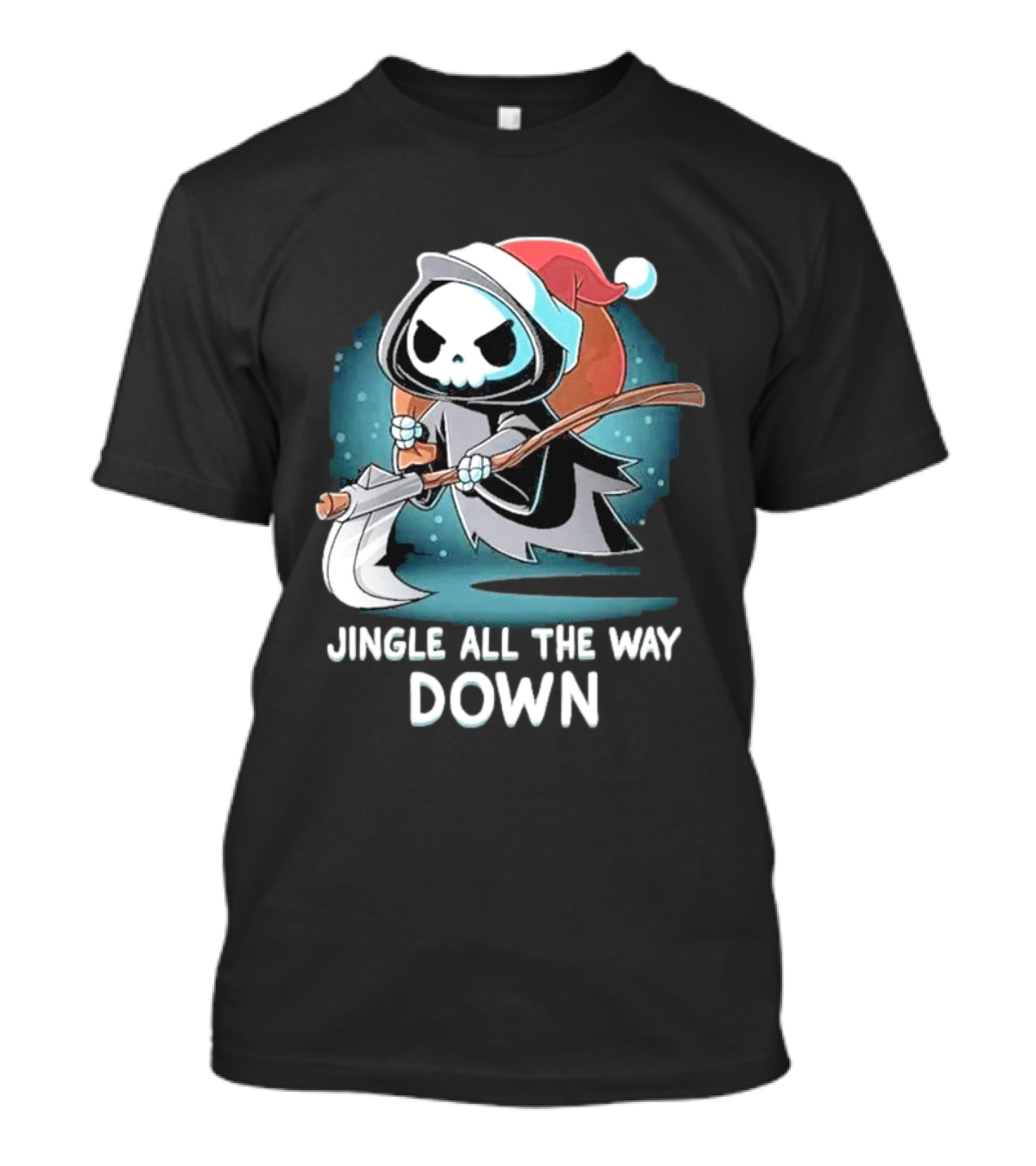 Jingle All The Way Down Grim Reaper Santa Hat T-Shirt