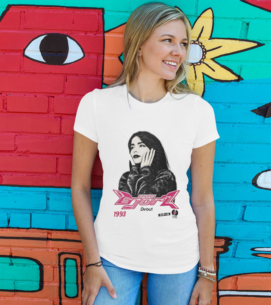 Bjork Debut 1993 Woman Hands On Face Pink T-Shirt