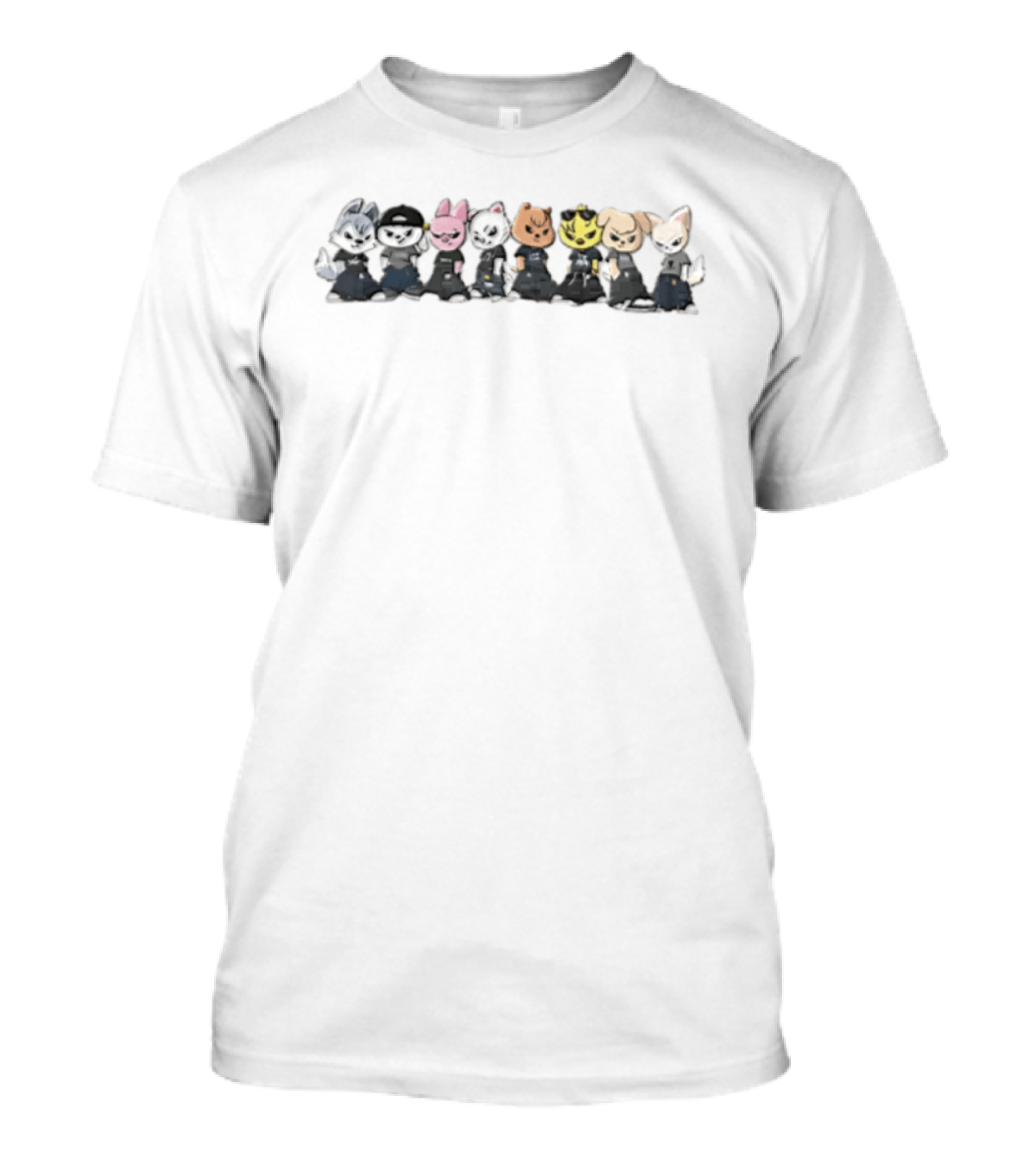Eight Stylish Cartoon Animal Friends In Cool Outfits T-Shirt