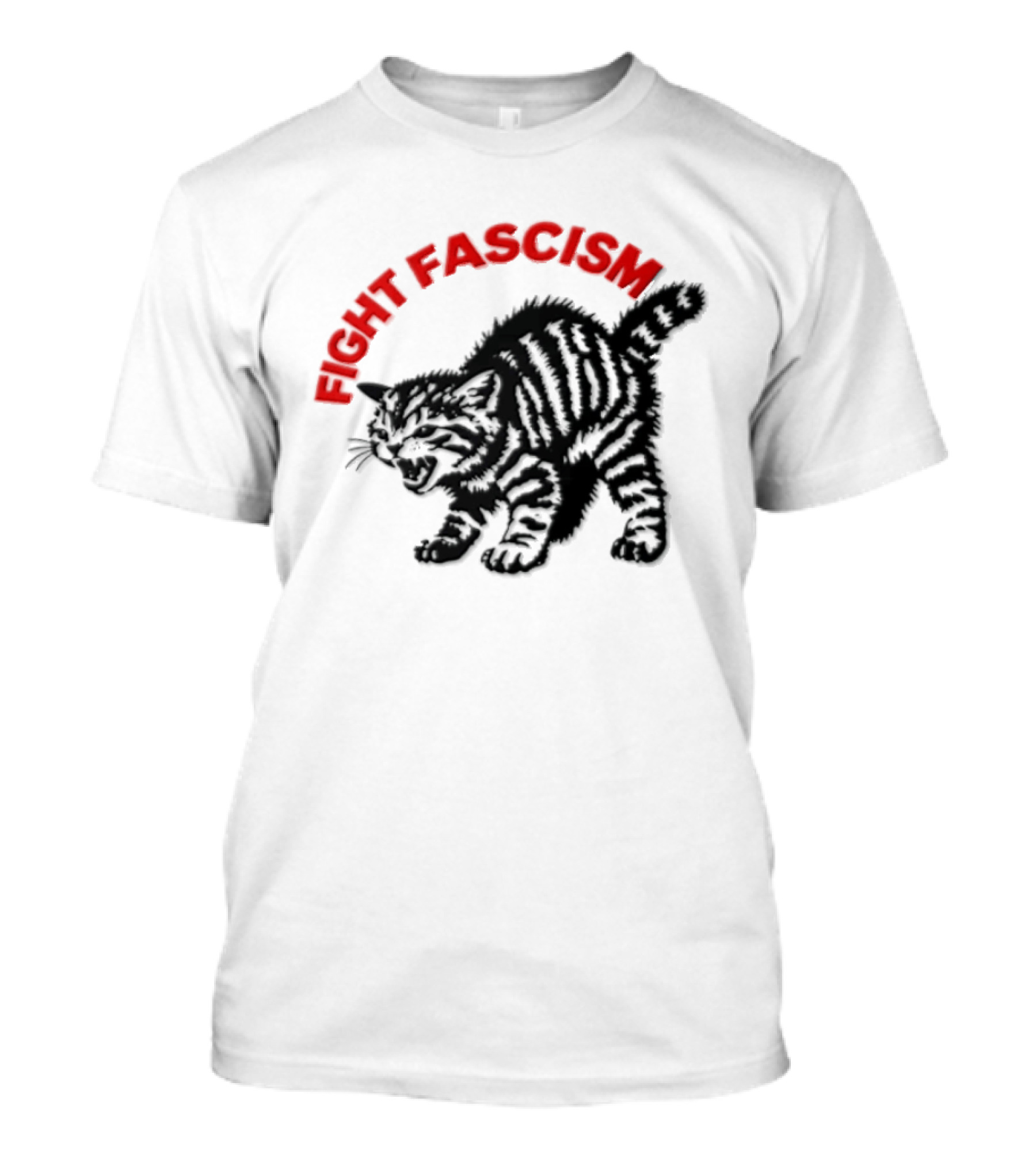 Hissing Striped Kitten Fight Fascism Arched T-Shirt
