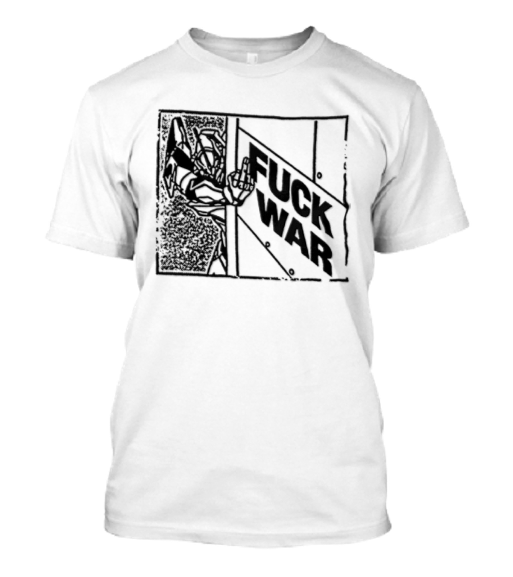Fuck War Robot Middle Finger Gesture T-Shirt