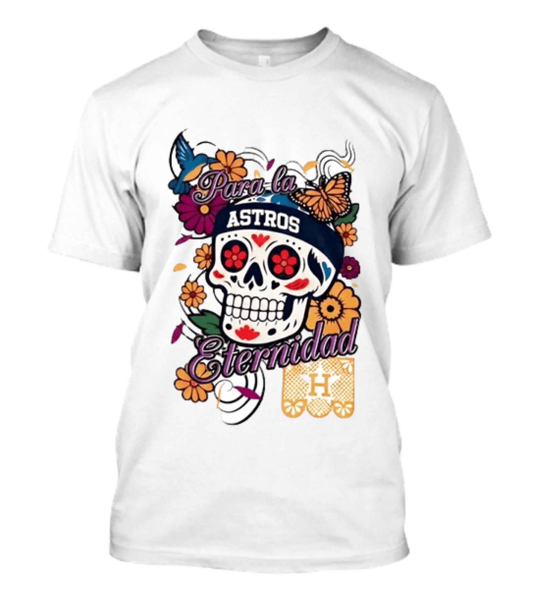 Houston Astros Para La Eternidad Sugar Skull Día De Los Muertos T-Shirt