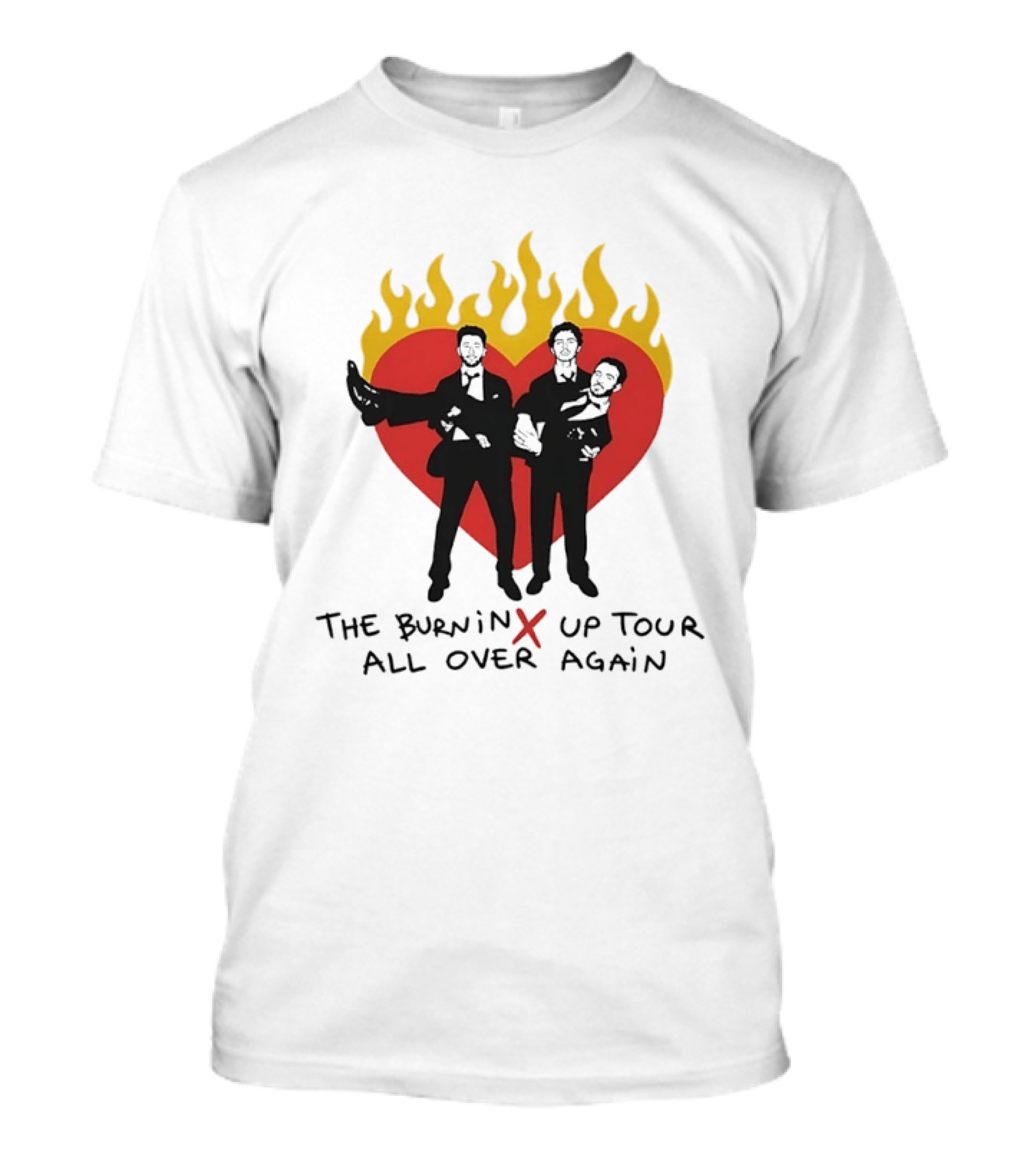 Jonas Brothers Burnin Up Tour All Over Again Fiery Heart Trio T-Shirt