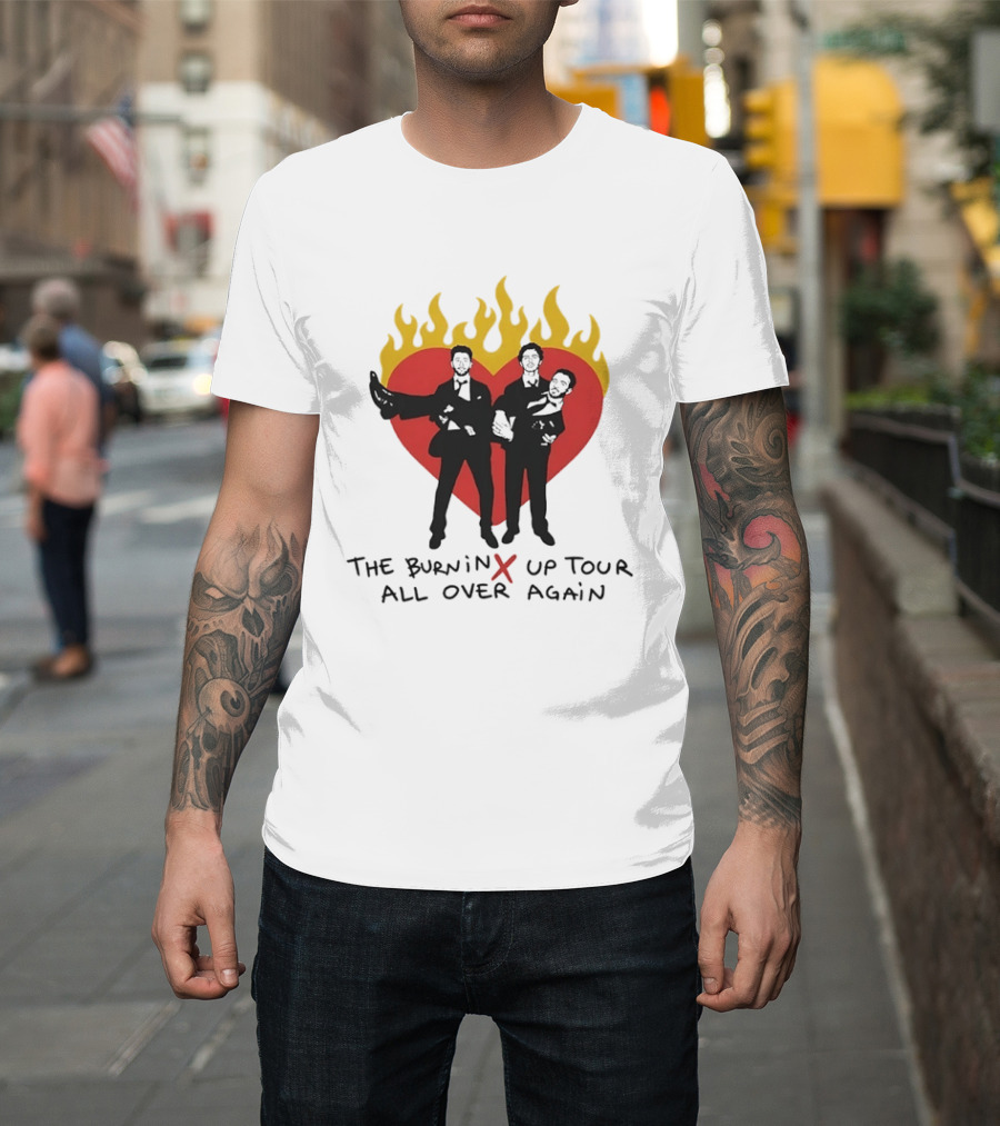 Jonas Brothers Burnin Up Tour All Over Again Fiery Heart Trio T-Shirt