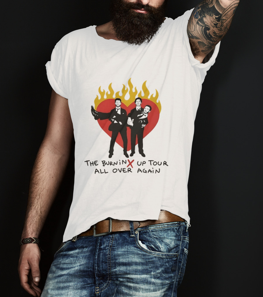 Jonas Brothers Burnin Up Tour All Over Again Fiery Heart Trio T-Shirt
